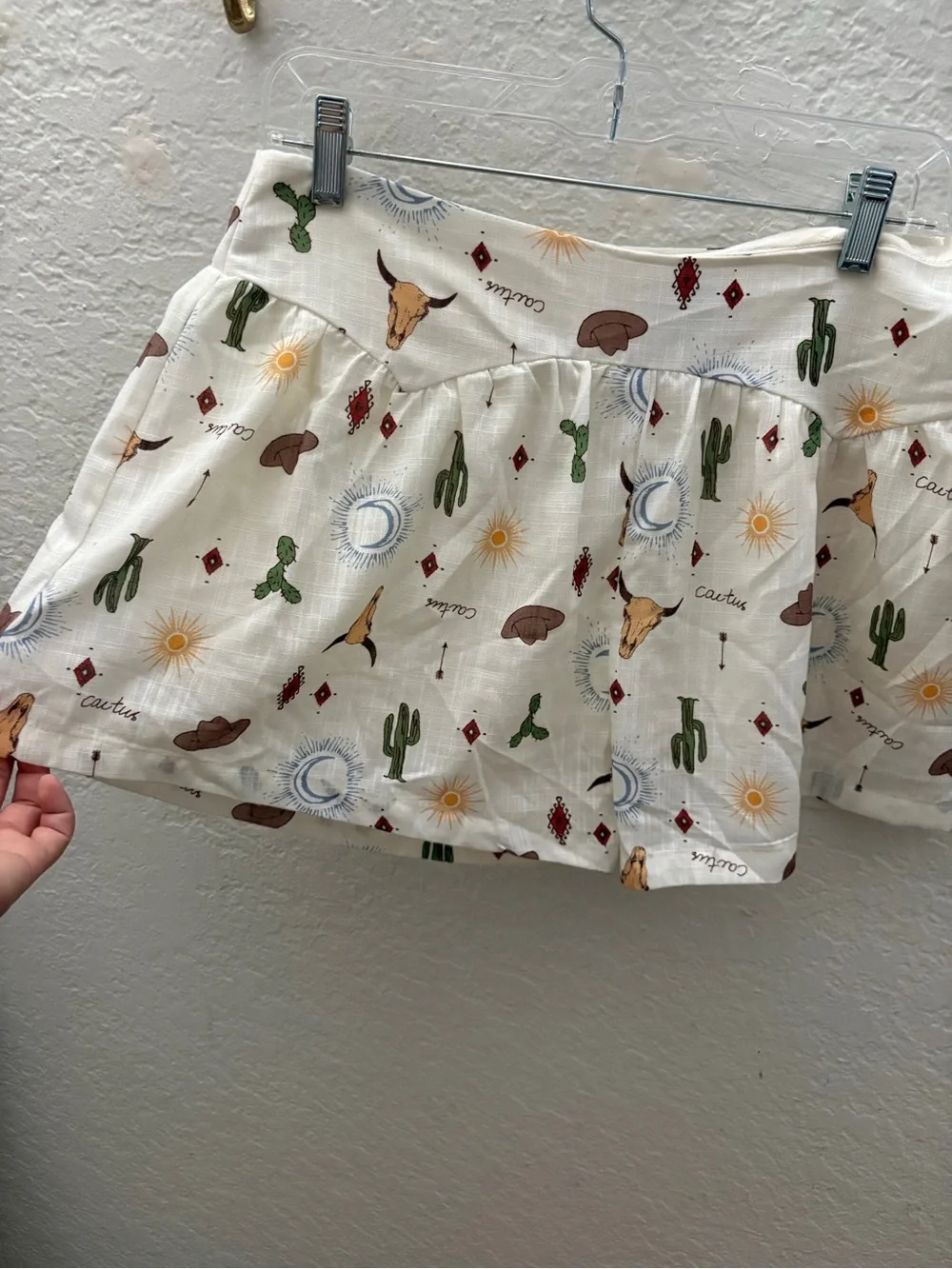 Lumiere White Desert Motif Skort with Cactus & Sun Print